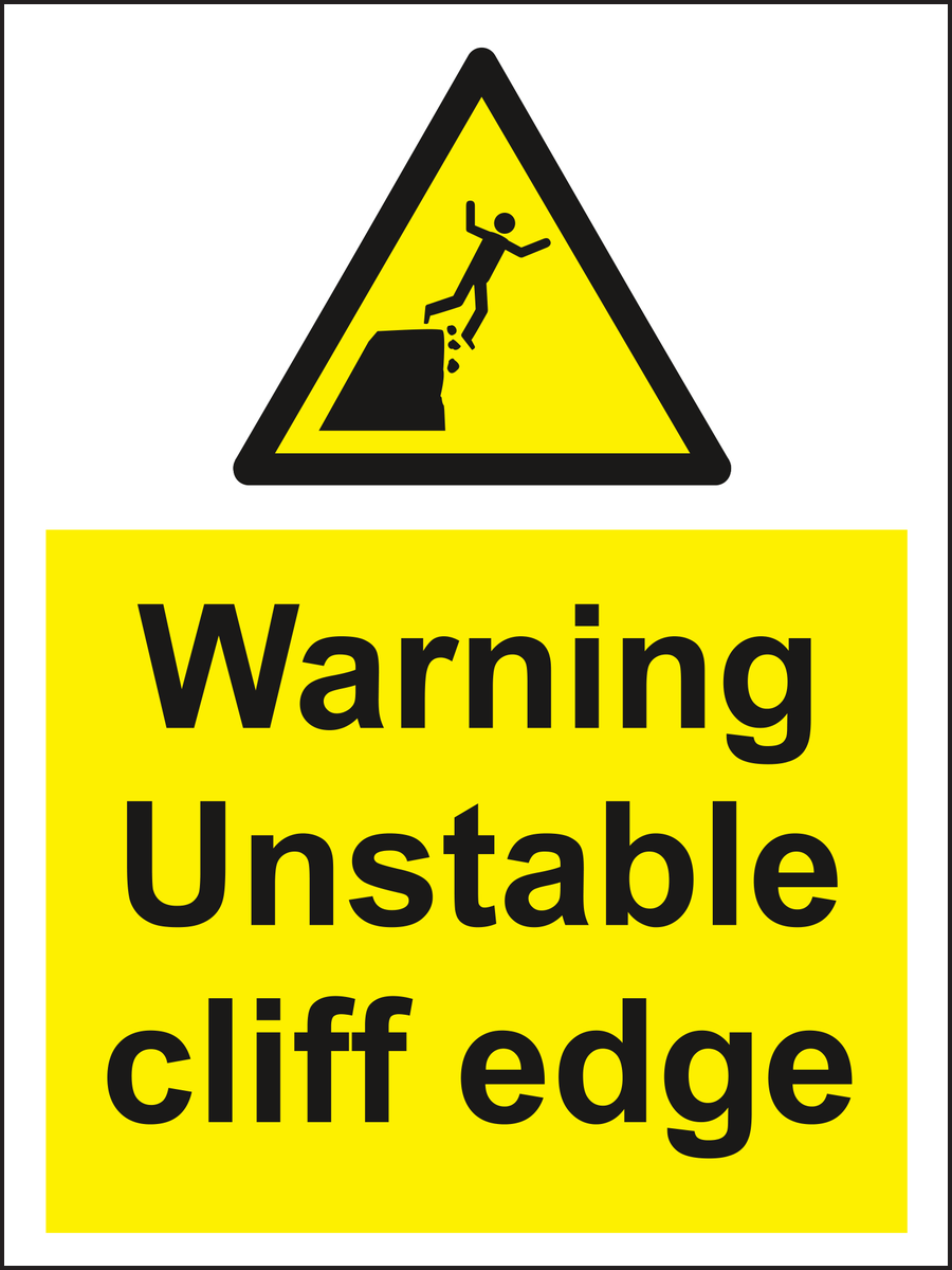 Warning Unstable cliff edge sign