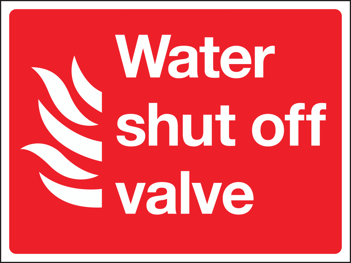 Water shut off valve sign