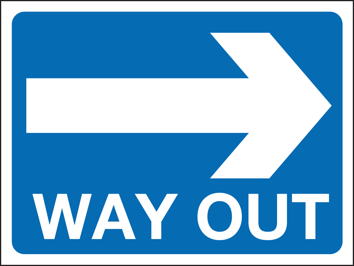 Way out right sign