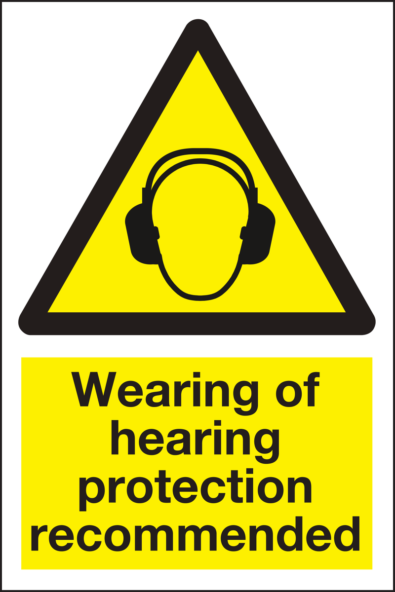 Wearing of hearing protection recommended sign